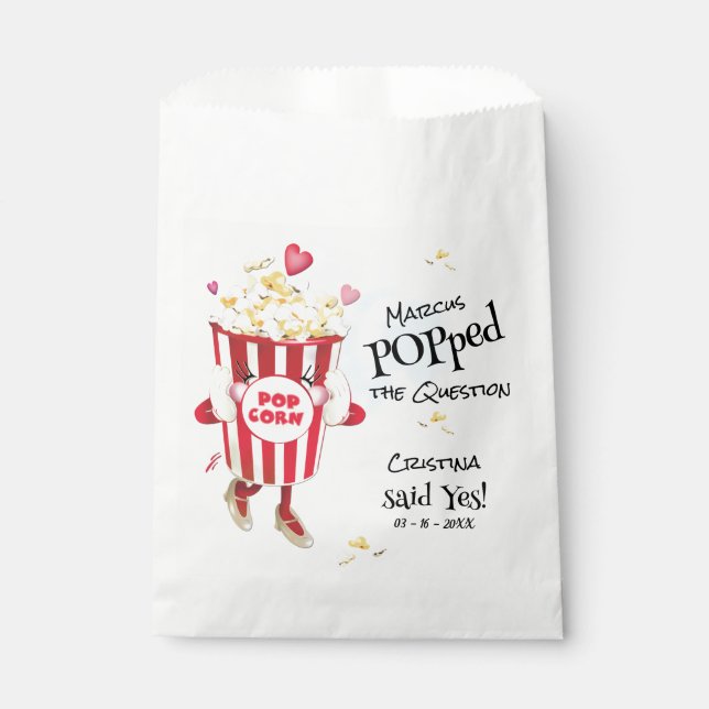 Pop The Question Popcorn Engagement Favour Bag (Front)