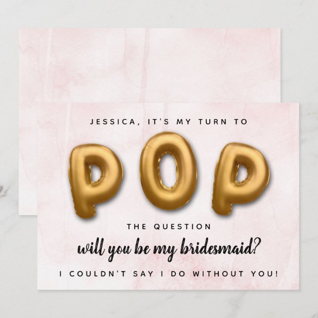 Pop The Question | Will You Be My Bridesmaid? Invitation (Front/Back)