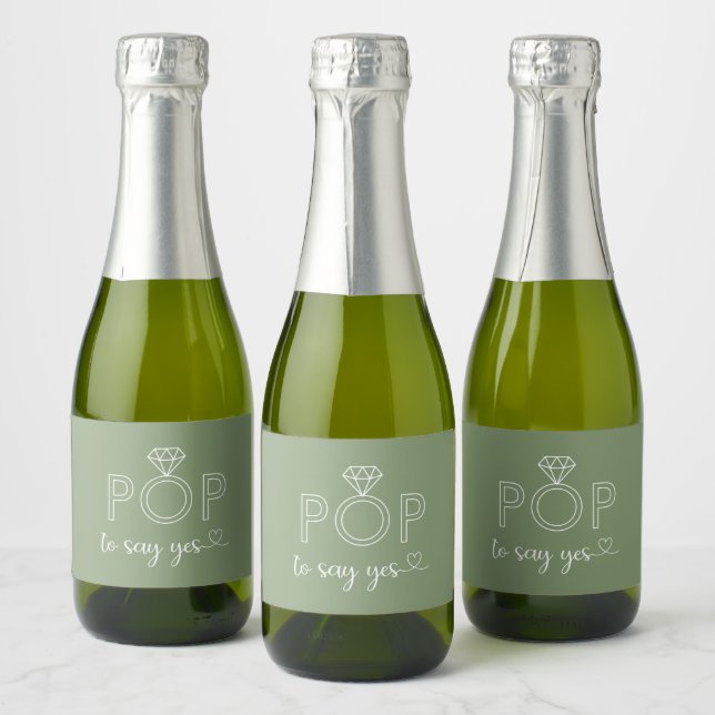 Pop to say yes diamond ring sage Sparkling Wine la Label (Bottles)
