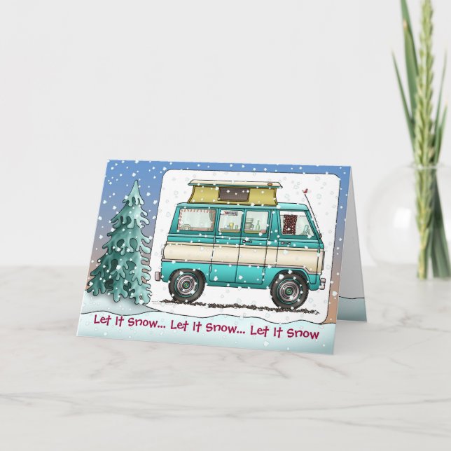 Pop Tpo Van RV Camper Holiday Cards (Front)