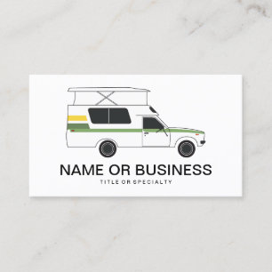 pop up chinook camper retro greens business card
