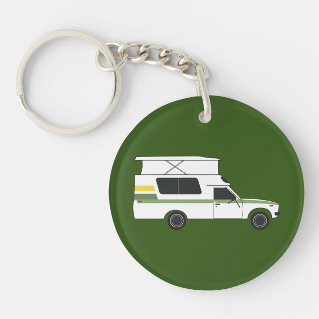 pop up chinook camper retro lemon lime key ring (Front)