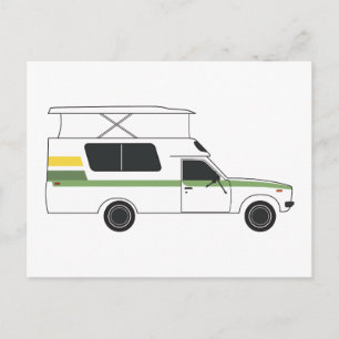 pop up chinook camper retro lemon lime postcard