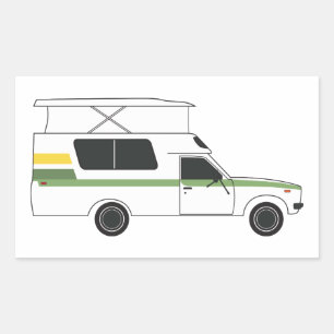 pop up chinook camper retro lemon lime rectangular sticker