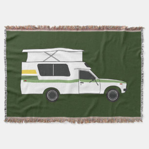 pop up chinook camper retro lemon lime throw blanket
