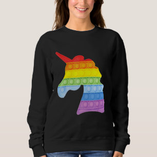 Pop Up Fidget Game Unicorn Rainbow Colourful For G Sweatshirt