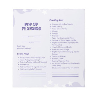 Pop Up Market Planning Pad