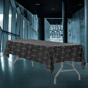 Pop Up Shop Business Logo Pattern Trade Show Black Tablecloth
