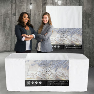 Pop Up Shop Logo QR Code Vendor Photo Table Runner Tapestry