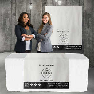 Pop Up Shop Logo QR Code Vendor Table Runner Beige Tapestry