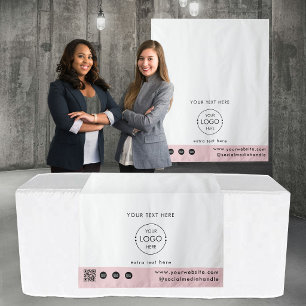 Pop Up Shop Logo QR Code Vendor Table Runner Pink Tapestry