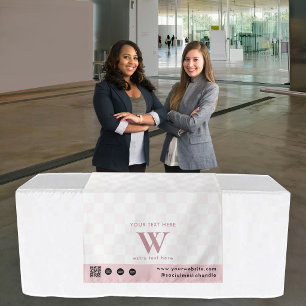 Pop Up Shop Simple Logo QR Code Table Runner Pink Tapestry