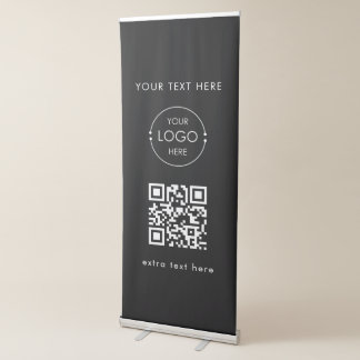 Pop Up Shop Standing Booth Logo QR Code Black Retractable Banner