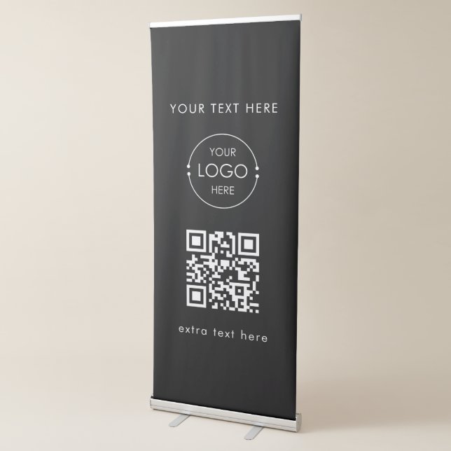 Pop Up Shop Standing Booth Logo QR Code Black Retractable Banner (3/4)