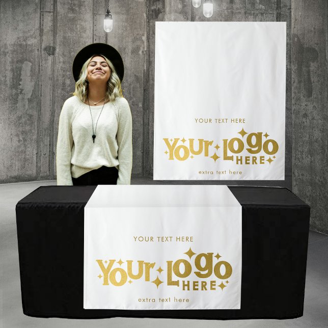 Pop Up Shop Table Runner Banner Business Logo Gold Tapestry (Pop Up Shop Table Runner Banner Business Logo Gold Tapestry)