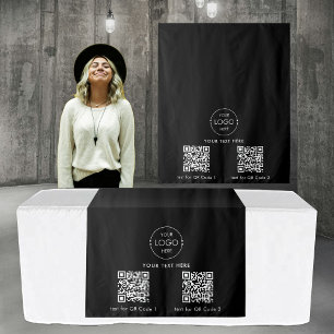Pop Up Shop Table Runner Banner  Logo 2 QR Codes Tapestry