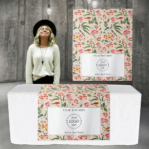 Pop Up Shop Table Runner Banner Logo Floral Birds  Tapestry