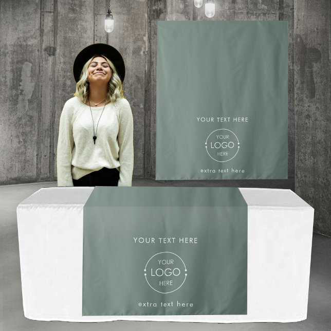 Pop Up Shop Table Runner Sign Business Logo Green Tapestry (Pop Up Shop Table Runner Sign Business Logo Green Tapestry)