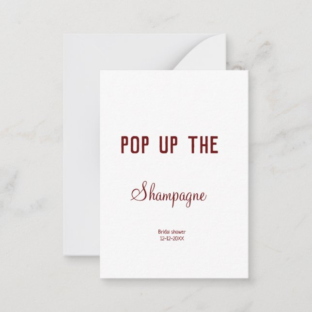 POP UP THE SHAMPAGNE BRIDAL SHOWER CARD (Front)
