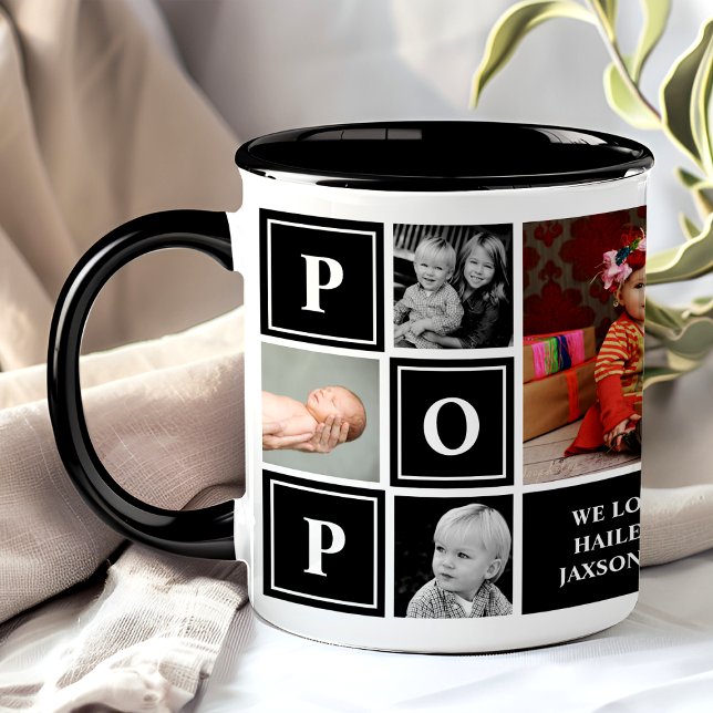 Pop We Love You Black Custom Photo Collage Mug (Creator Uploaded)