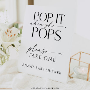Pop When She Pops Personalised Baby Shower Favour Pedestal Sign