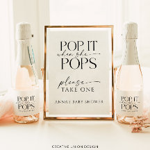 Pop When She Pops Personalised Baby Shower Favour Sparkling Wine Label