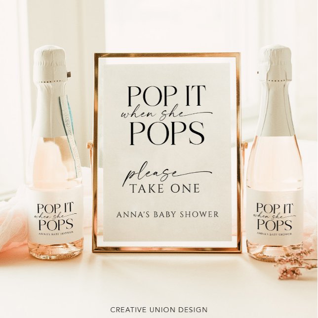 Pop When She Pops Personalised Baby Shower Favour Sparkling Wine Label (Creator Uploaded)