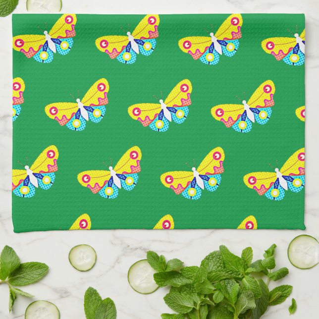 PopArt Butterfly Tea Towel (Folded)