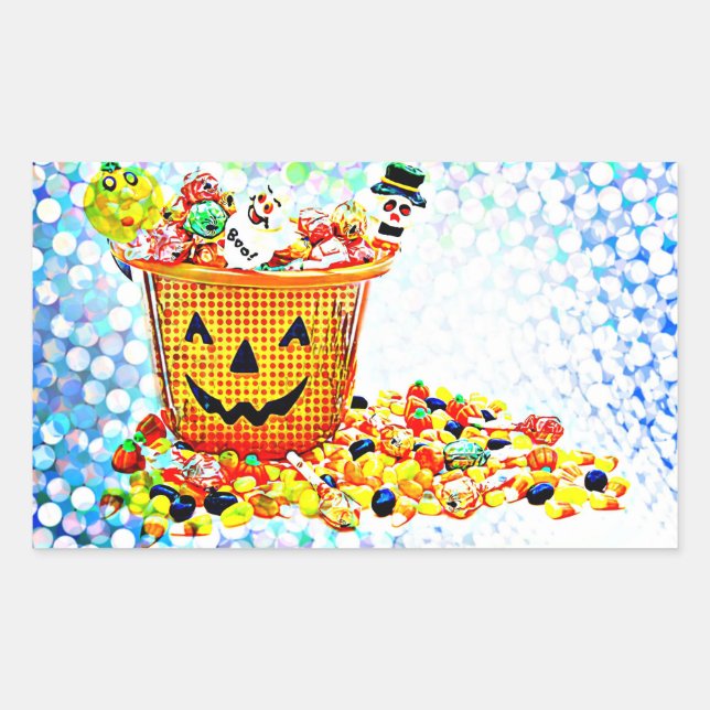 PopArt Halloween Treats Rectangular Sticker (Front)