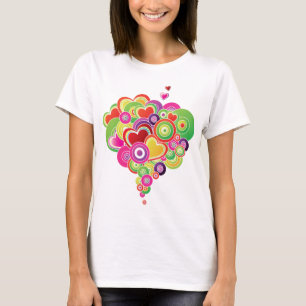 PopArt Pink and Green Hearts T-Shirt