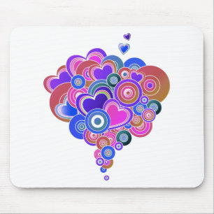 PopArt Purple Hearts Mouse Mat
