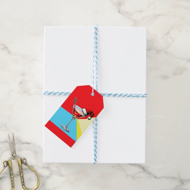 PopArt Santa Martini Gift Tags (With Twine)