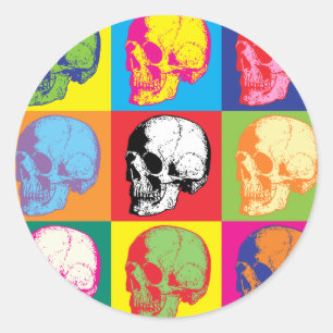 Popart skulls classic round sticker
