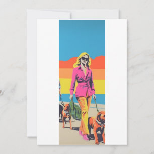 Popart style gift, beach dog walk invitation