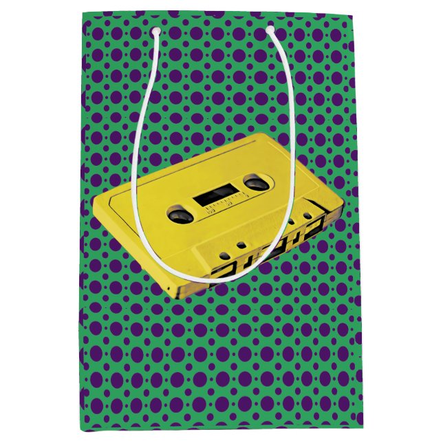 PopArt Yellow Cassette Medium Gift Bag (Front)