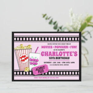 Popcorn and a Movie Birthday Party Invitation