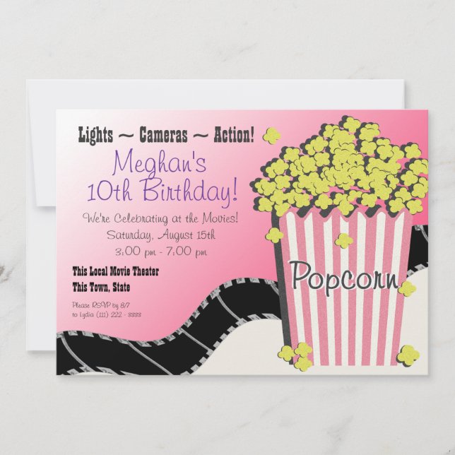 Popcorn and a Movie Invitation (Front)