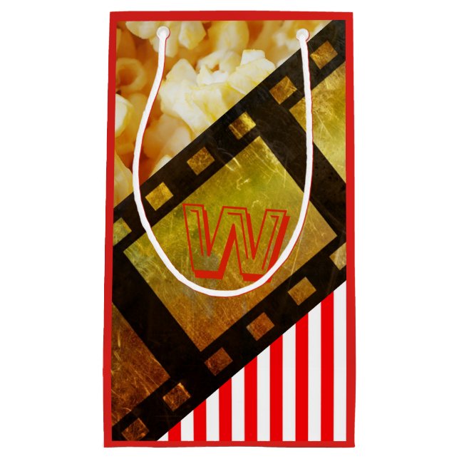 Popcorn and movie reel film gift bag (Front)
