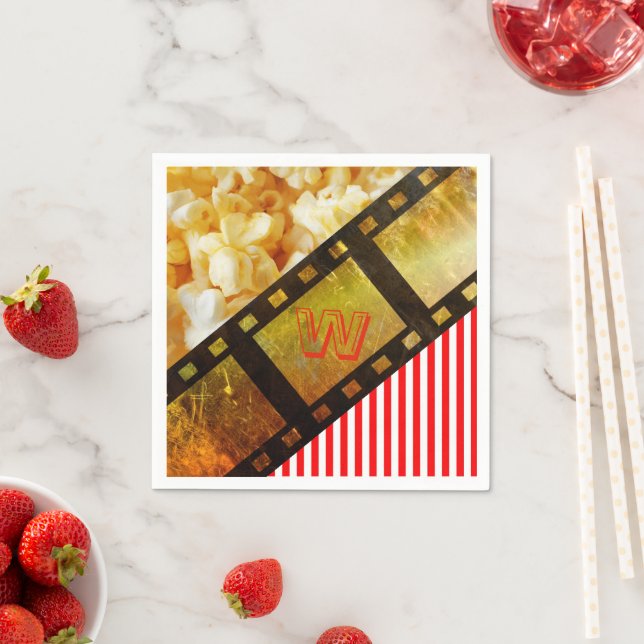 Popcorn and movie reel film napkins (Insitu)