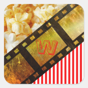 Popcorn and movie reel film sticker
