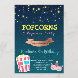 Popcorn and pyjamas invitation