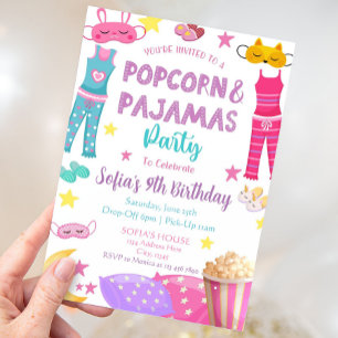 Popcorn and Pyjamas Party Invitation