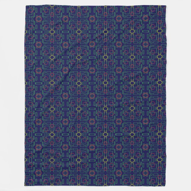 Popcorn Anime Blue Geometric  Fleece Blanket (Front)
