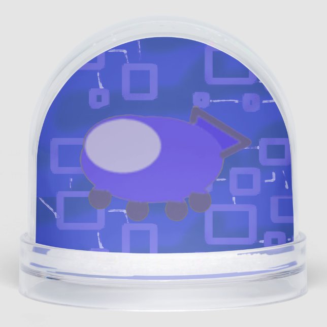 Popcorn Anime Blue Spaceship Aviation Snowglobe (Front)
