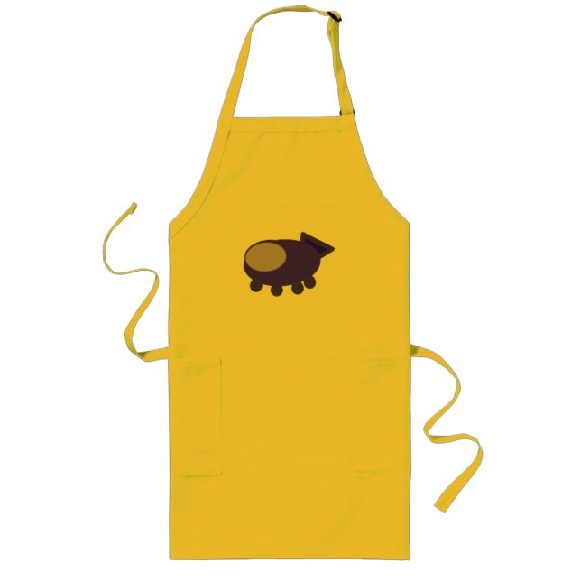 Popcorn Anime Blue Spaceship Cartoon Long Apron (Front)