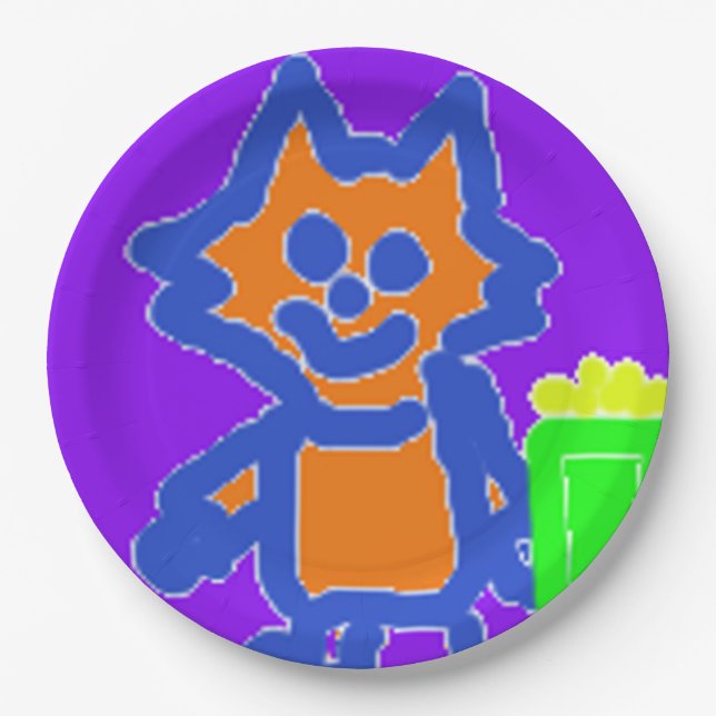 Popcorn Anime Cheerful Paper Plates (Front)