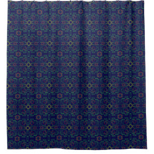 Popcorn Anime Elegant Sophisticated Blue Geometric Shower Curtain