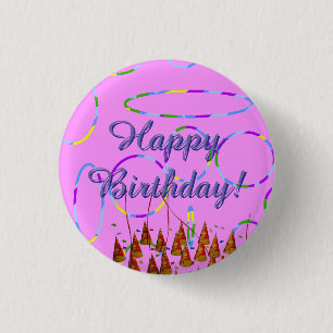 Popcorn Anime Festive Happy Birthday  3 Cm Round Badge