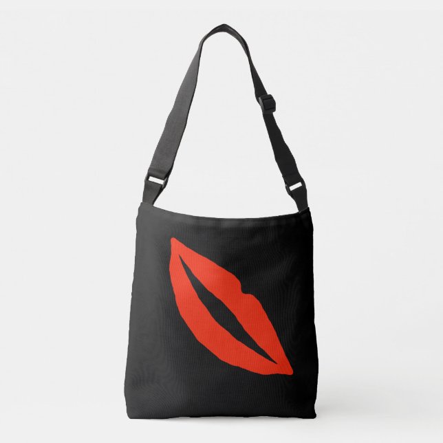 Popcorn Anime Funny Red Lips Crossbody Bag (Front)