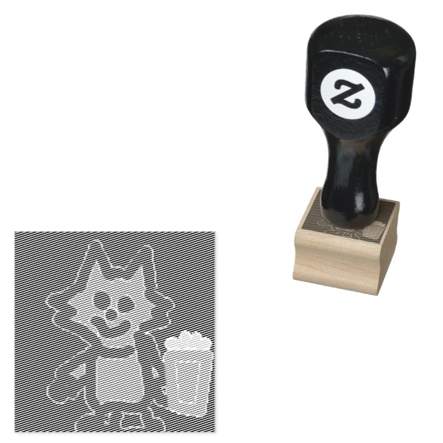Popcorn Anime Kitten Stamp (Stamped)